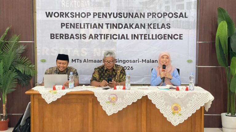 Sinergi Kampus–Sekolah di Era AI, Guru MTs Almaarif 01 Singosari Didorong Kembangkan PTK Inovatif